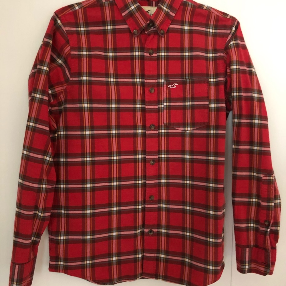 Hollister men red stretch shirt
